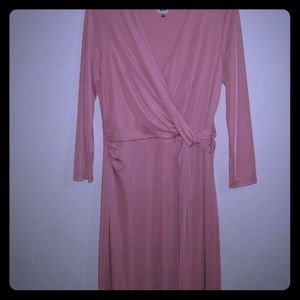 Mauve knotted faux wrap dress